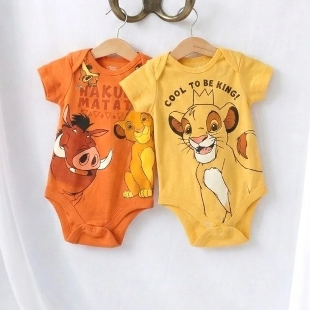 Disney Baby Lion King Bodysuit Lot 3-6M‎ Simba Pumbaa Hakuna Matata Rompers